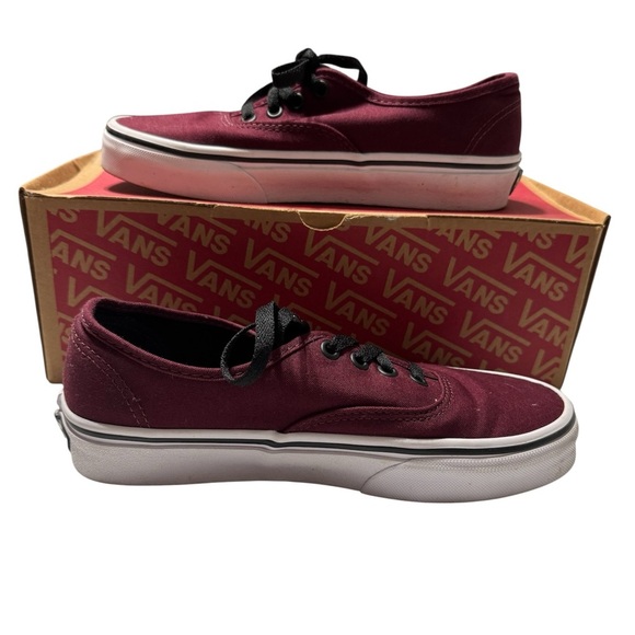 Vans Maroon Canvas Shoes with Black Accents - Picture 5 of 6